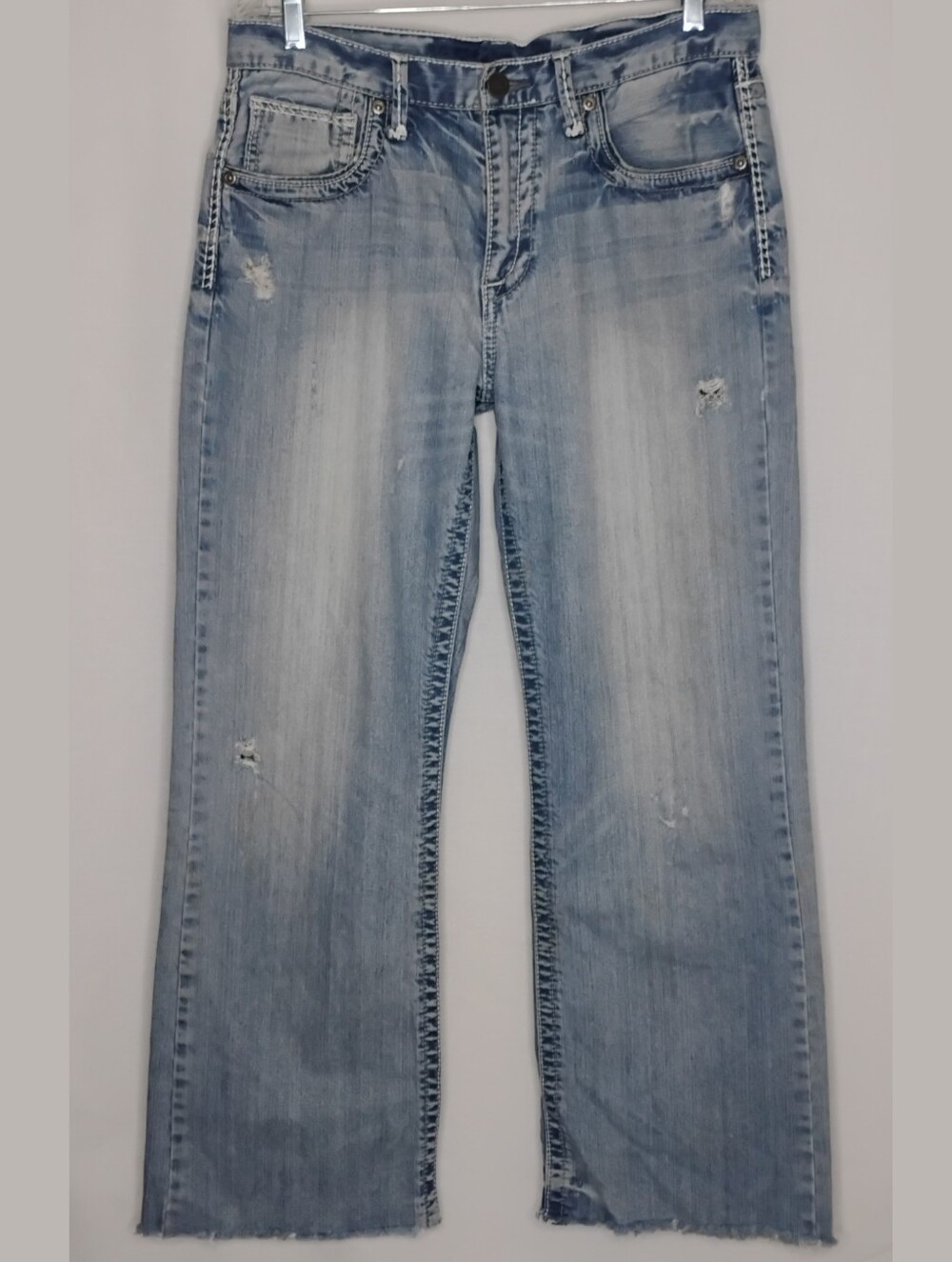 Men's 34x29 Vintage BKE Buckle Distressed Light Wash Jeans Streetwear Grunge